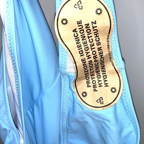 NEW QINSEN • Light Blue One Piece High Cut Cutout Swimsuit XL - Picture 5 of 7